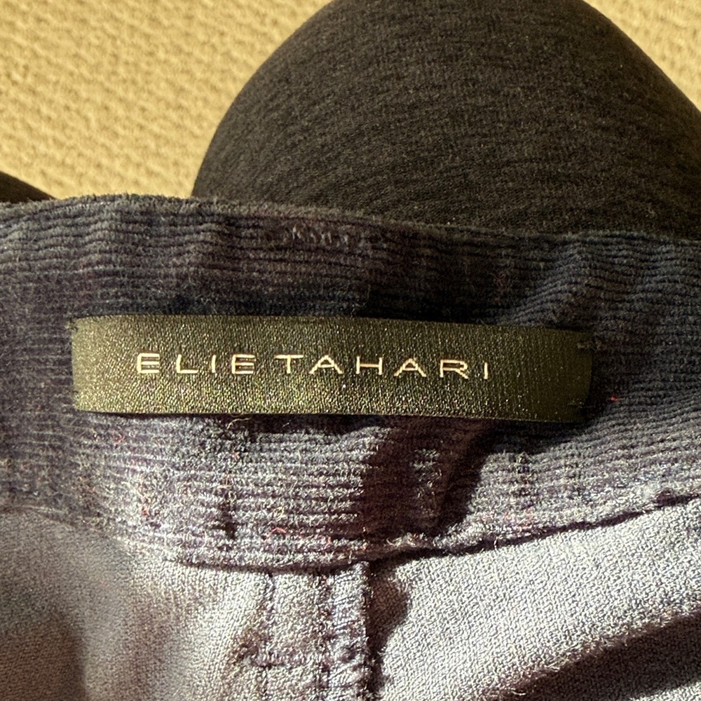Elie Tahari Dark Blue Corduroy Trousers - Picture 3 of 12